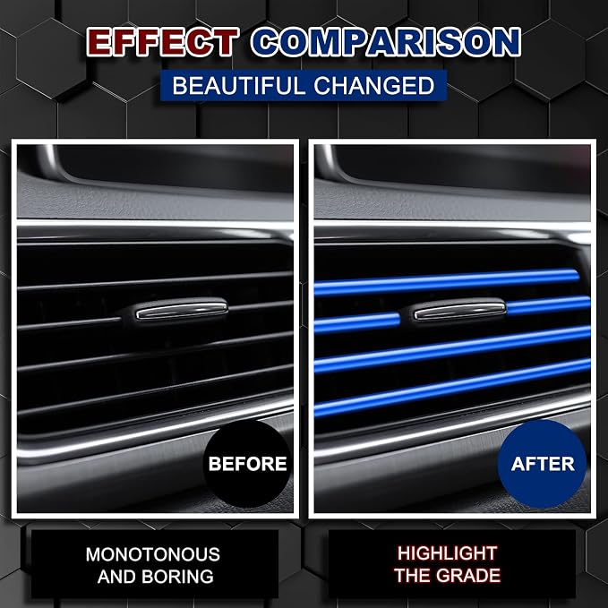 28 Pcs Car Accessories: 20 Pcs Air Conditioner Decoration Strip, 4 Non-Slip Silicone Cup Coasters, 4 Car Tire Valve Stem Caps (Blue)
