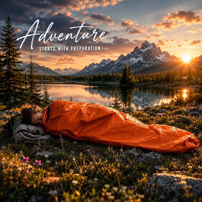 Emergency Sleeping Bag – 84"x36" Thermal Mylar Survival Bivy Sack – Waterproof, Lightweight & Compact Emergency Blanket for Camping, Hiking, Outdoor Survival & Travel