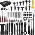 238Pcs Trim Removal Tool, Auto Push Pin Bumper Retainer Clip Set Fastener Terminal Remover Tool Adhesive Cable Clips Kit Car Panel Radio Removal Auto Clip Pliers, Black