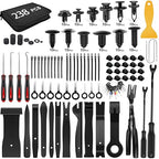 238Pcs Trim Removal Tool, Auto Push Pin Bumper Retainer Clip Set Fastener Terminal Remover Tool Adhesive Cable Clips Kit Car Panel Radio Removal Auto Clip Pliers, Black