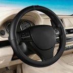 All Black Car Steering Wheel Cover, Nappa Leather, Bottom Color Blocking, Universal 14.5-15 Inch Leather Anti-Slip Breathable Auto Steering Wheel Covers for Men Women