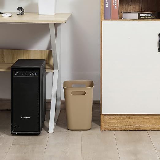 Plastic Small Trash Can Wastebasket, Garbage Container Basket for Bathrooms, Laundry Room, Kitchens, Offices, Kids Rooms, Dorms, 3.5 Gallon, Khaki | Compact Sturdy Garbage Can for Bathroom, Laundry Room, Kitchen, Office, Kids Room, Dorm, Durable...