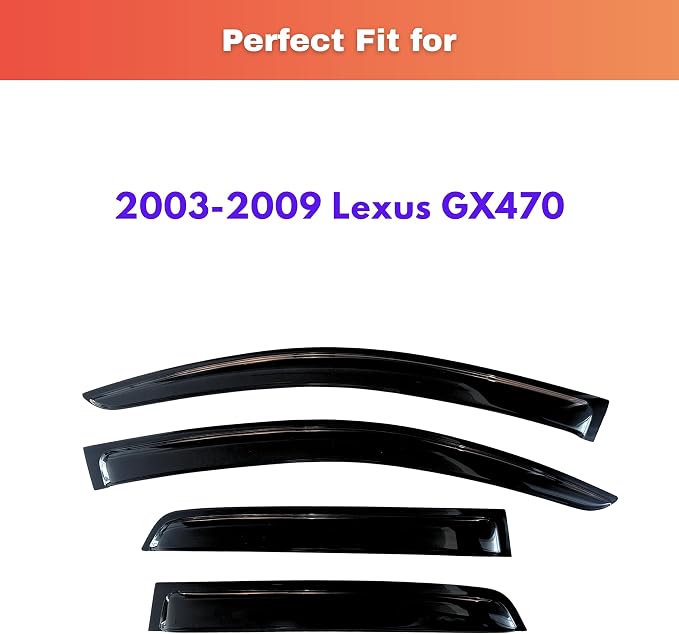 KPY Rain Guards Fit for 2003-2009 Lexus GX470, Out-Channel Window Visors Vent Wind Deflectors 4PC, Car Accessories for 03-09 Lexus GX Series