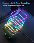 54W Bluetooth 5.3 Car Adapter with 4 Charging Ports [PD 36W & QC3.0 18W], Wireless Radio FM Transmitter with Deep Bass Player & 5 Colors LED Backlit, Hands-Free Calling - Green