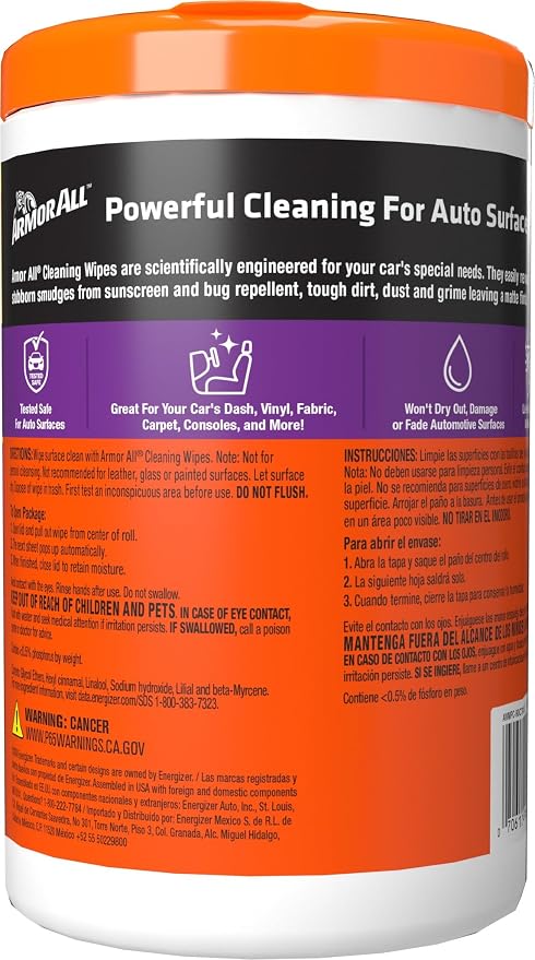 Car Cleaning Wipes, Wipes for Car Interior and Car Exterior, 90 Wipes Each (Pack of 2)