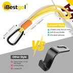 360° Rotating Car Seat Headrest Hooks, Universal Car Organizer Hooks for Bags and Groceries, Brown 2pc