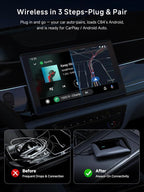 Wireless CarPlay&Android Auto Adapter Magic AI Box 4GB+32GB | Dual-WiFi Stability Enjoy Video & Music Apps, Compatible with Wired Factory CarPlay&Android Auto, Support for YouTube/Netflix