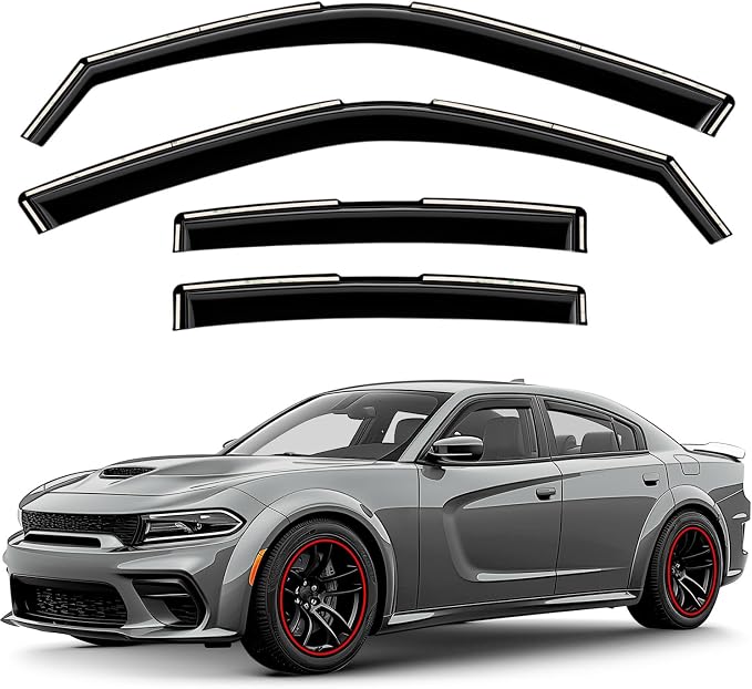 GrandWheel Window Deflectors Smoke Tinted in-Channel Side Window Vent Visor Deflectors Rain Guards Compatible with Charger 2011-2023 - 4pcs. GW0871