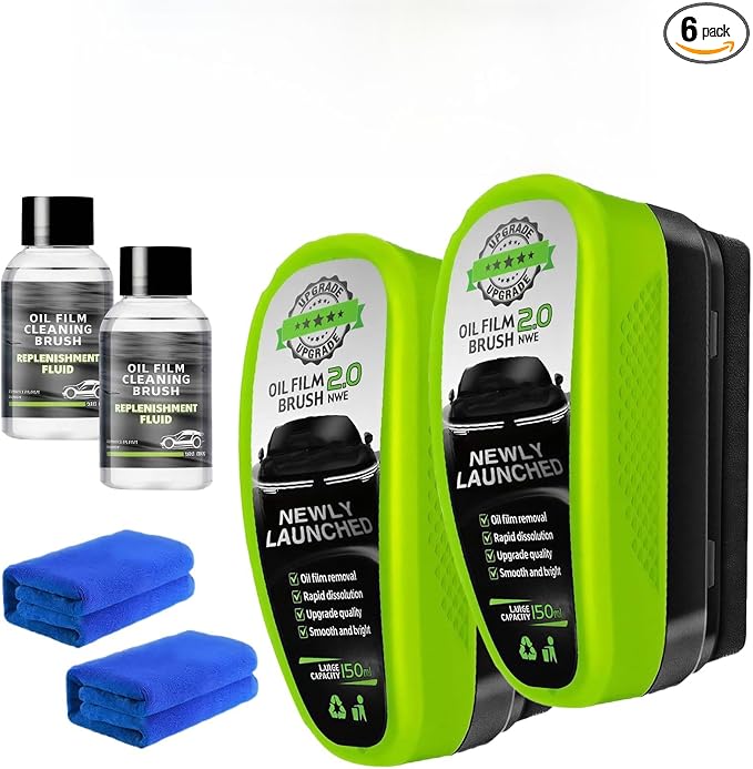 2pcs Automotive Oil film Cleaning Brush Set, 2.0 Upgraded Version Car Cleaning Brush for Car Window, Clear Cars Windshield Cleaner Tool, Universal Glass Wipe Board