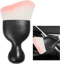 Car Detailing Brush, Curved Soft Bristles Auto Removal Dust Collectors, Universal Vehicle Dashboard, Air Conditioner Vents etc Interior Cleaning Tool Accessory (White/Pink)