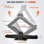 Scissor Jack for Car 2 Ton (4409 lbs), Heavy Duty Steel Scissor Lift Jack Car Kit with Crank Handle for Sedan SUV MPV Tire Changing, 3.9''-15.7'' Lifting Range Portable Small Jack, Black