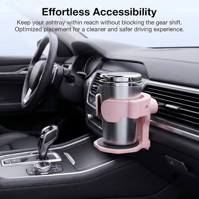 Car Cup Holder, Stable Cup Holder Expander for Car Air Vents, Car Ashtray Holder, Suitable for Sedans SUVs Trucks with Horizontal Blade Vents (Pink)