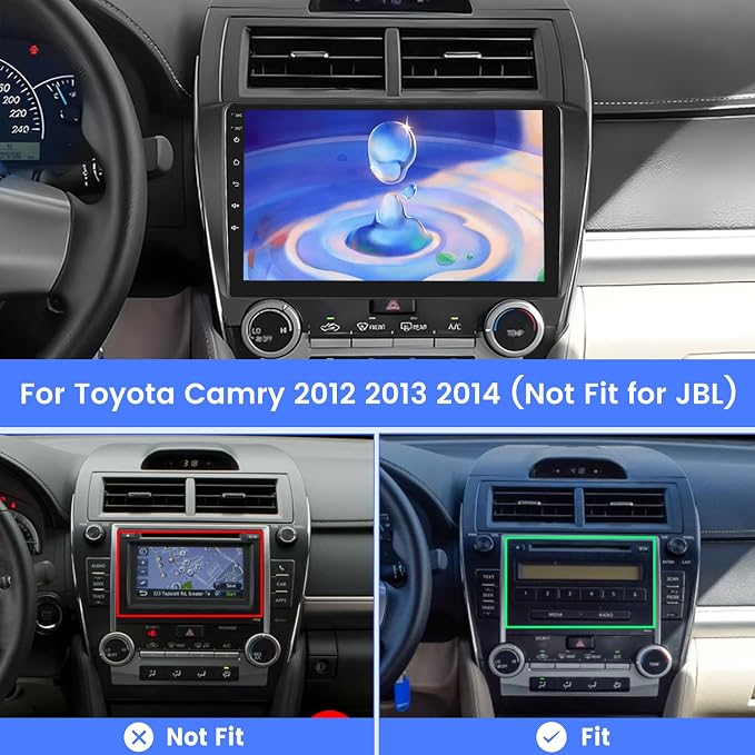 2G+64G Radio for Toyota Camry Screen 2012 2013 2014 (Not Fit for JBL), 10.1 inch Android Touch Screen Camry Car Stereo, Carplay/Android Auto/Bluetooth/EQ Audio/SWC