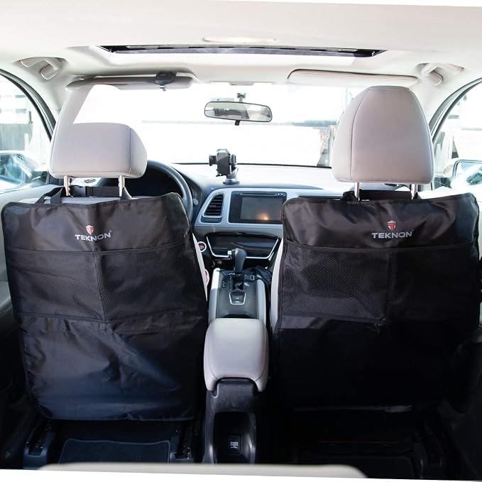 Teknon (2 Pack Car Seat Protector Kick Mats Backseat Organizer Car Seat Covers Kick Mat With Storage Pockets