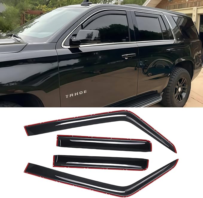 Original Side Window Wind Deflector,4pc in-Channel Style Tape-On Nice Rain Guards Set,Window Visor fit for 2015-2020 Chevy Tahoe,GMC Yukon,Cadillac Escalade 194531