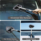 7pcs Windshield Cleaner Tool Car Window Cleaning Wash Kit with 4 Reusable Microfiber Pads 1 Spray Bottle and Extendable Handle Auto Glass Wiper Kit, Gray