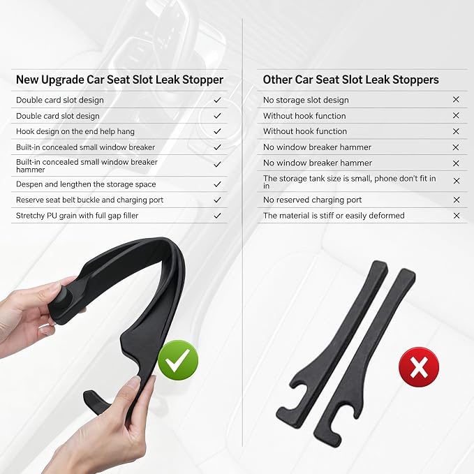 Car Seat Gap Filler 2 Pack with 180° Flip Design - Premium TPE Seat Console Organizer with Storage Box - Universal Fit for Car SUV Truck - Anti-Drop Crevice Blocker (Burgundy)