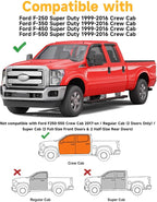 Outside-Mount Window Rain Guards Fit for Ford F250/F350/F450/F550 1999-2016 Super Duty CrewCab, Extra Durable Window Visors Wind Deflector Dark Smoke Vent Shades Car Tape-on with Thicker 4PCS