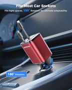 [Upgraded] 6 in 1 Retractable Car Charger, Smaller Fast Car Phone Charger 69W with Cord, USB C and iPhone Car Charger Adapter, Compatible iPhone 17/17 Pro Max/16/15/14/13/12/11, Sumsung