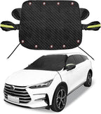 Car Windshield Cover for Ice and Snow Magnetic Car Anti-Snow Cover for SUV Truck 4-Layer for All-Weather Automotive Frost Snow Covers with Mirror Protectors, Fits Most Cars