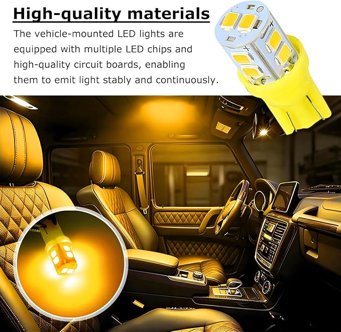 24PCS LED Interior Car Lights, T10 31mm 41mm Dome Bulb Kit, Yellow | 194 168 2825 DE3175 578 sockets, alloy PCB, output for map trunk license tag, plug in, automotive accessories
