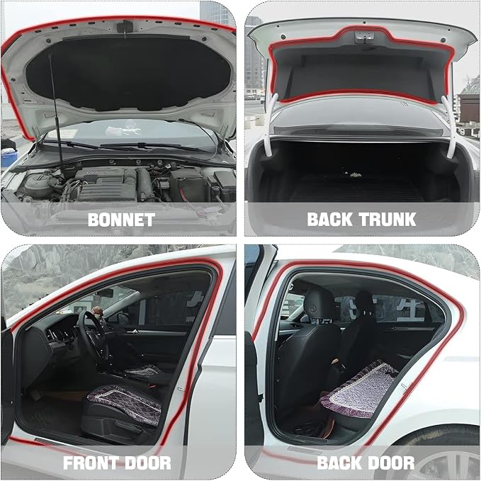 Double Layer Self-Adhesive Car Door Rubber Seal Strip - 5 Holes Sealing Stickers, Noise Insulation Weatherstrip, Edge Protector, Auto Interior Accessories for Tailgate (32.8FT)