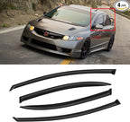 Window Visor for 2006-2011 Honda Civic, Out-Channel Rain Guards Shields Vent Deflector Shade Wind Dark Smoke for 06-11 Civic 2007 2008 2009 2010, Tape-On Outside-Mount, 4PCS