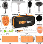 Car Detailing Kit, Microfiber Cleaning Tools with Storage Bag | Scratch-Proof Microfiber, 17Pcs Complete Set, Fits Most Vehicles, Dual Interior & Exterior Use, Orange, Ideal Gift