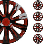 SCITOO 4-Pack 16 Inch Hubcaps Black & Red Wheel Cover Hubcaps for Cars