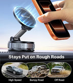 Ultimate for Magsafe Car Mount [98+LBS Strongest Suction] 360° Vacuum Magnetic Phone Holders for Your Car Metal Arm Foldable Cellphone Mount for iPhone 17 16 15 14 13 12 Pro Max Air Android
