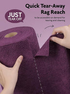 Microfiber Cleaning Cloth Roll-75 Sheets, 12"x12"(DeepPurple) | Super Absorbent, Lint-free, Tear-away Microfiber Towel Roll, for All-Purpose Cleaning