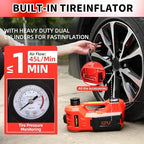 Electric Hydraulic Car Jack Kit 5 Ton 12V Portable Lift Range 17.7 Inch with Tire Inflator Pump for SUV Sedan Truck Car Repair Floor Jack for Vehicle Tire Change with LED Light Jack Only