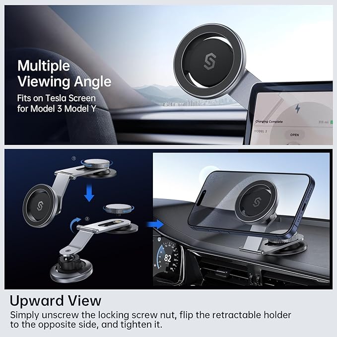 Fits MagSafe Car Mount for Universal Dashboard, Tesla Screen, Magnetic Phone Holder for Car,Foldable Aluminum Alloy Arm,Super Stable Car Mount for iPhone 17 Pro Max 16 15 14 13 12&All Phones