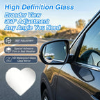 6Pcs Heart Blind Spot Mirror for Car, Convex Mirrors Universal Fit Stick for Blindspot