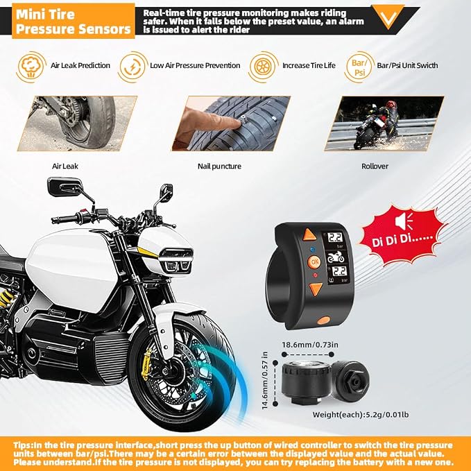 VSYSTO Motorcycle Dash Camera, Dual 2K Starlight Night Vision Cameras with 5G WiFi, Parking Monitoring, GPS, TPMS, Waterproof, Temperature Display, Low Voltage Protection (Q3PRO)
