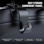 4PCS Car Seat Headrest Hooks, Auto Back Seat Hanger Holder, Durable Stylish Vehicle Organizer Universal Car Interior Accessories, Storage Hooks for Purses, Bags, Clothes, Hats (Black/Black Flag)