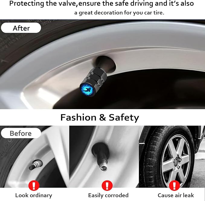 4Pack Killer Whale Tire Valve Caps Universal Tire Air Cap Valves Stem Cover | Aluminum Alloy Rust-Proof Valve Stem Caps, for Auto SUV Truck Motorcycle Bicycle, Killer Whale Gifts for Women Men Drivers