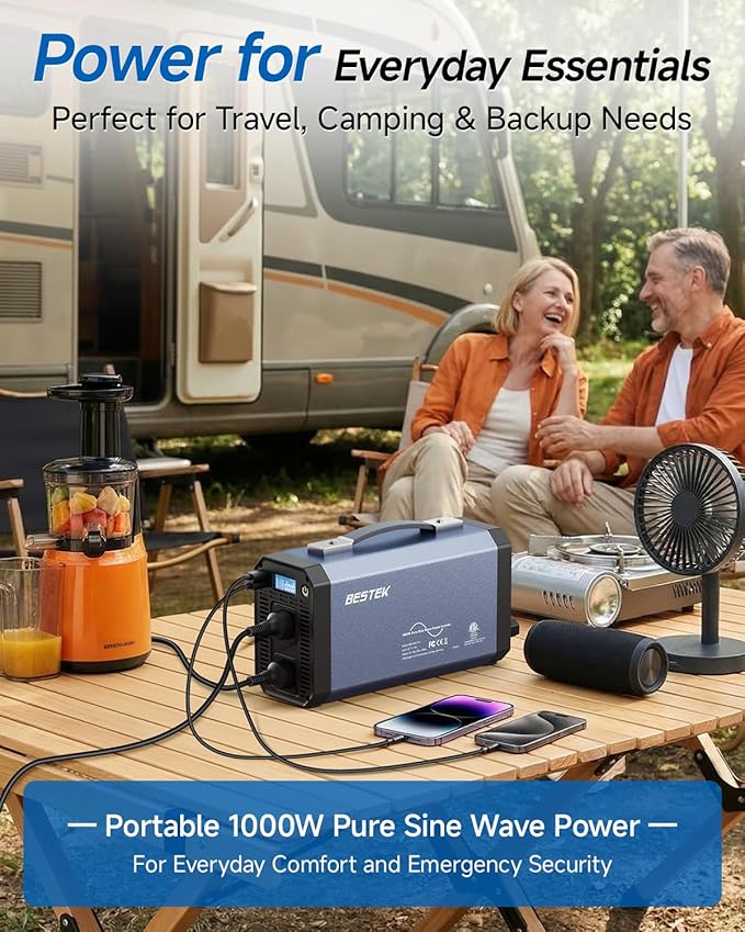Pure Sine Wave Power Inverter - 1000W Car Inverter DC 12V to 110V AC - Car Charger Adapter Outlet with 4.8A Dual USB Charging Ports - Digital LCD Display - Aluminum Housing - Rubber Handle