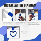 2PCS Heart Shaped Car Handle Straps, Rear Bumper Warning Keychain Ring for Car Exterior Accessories (Blue-Silver)