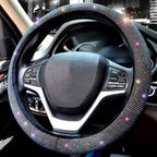 Steering Wheel Cover for Women Men Bling Bling Crystal Diamond Sparkling Car SUV Wheel Protector Universal Fit 15 Inch (Black with Colorful Diamond,Standard Size(14" 1/2-15" 1/4))