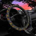 Yellow Wildflower Steering Wheel Cover for Women Men Neoprene Breathable Vintage Floral Wheel Cover Protector Anti-Slip Car Accessories Universal 15 Inch Fit for Cars Trucks Vehicles