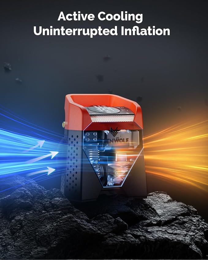 Zephyr S5 Heavy-Duty Tire Inflator Portable Air Compressor, 160PSI &15600mAh Cordless Air Pump with LED Light for Car Tires, Bike, Motorcycle, Balls, Pickups (Vivid Orange)