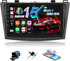 Car Radio Stereo for Mazda 3 2009 2010 2011 2012 2013,Android 15 2G+64G Wireless Carplay Android Auto,9 Inch Touchscreen Car Radio GPS WiFi Bluetooth FM/RDS SWC Dual USB/AUX-in Backup Camera