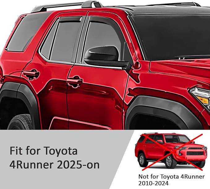 Voron Glass in-Channel Extra Durable Rain Guards for Toyota 4Runner 2025-2026, Window Deflectors, Vent Window Visors, 4 Pieces - 200873