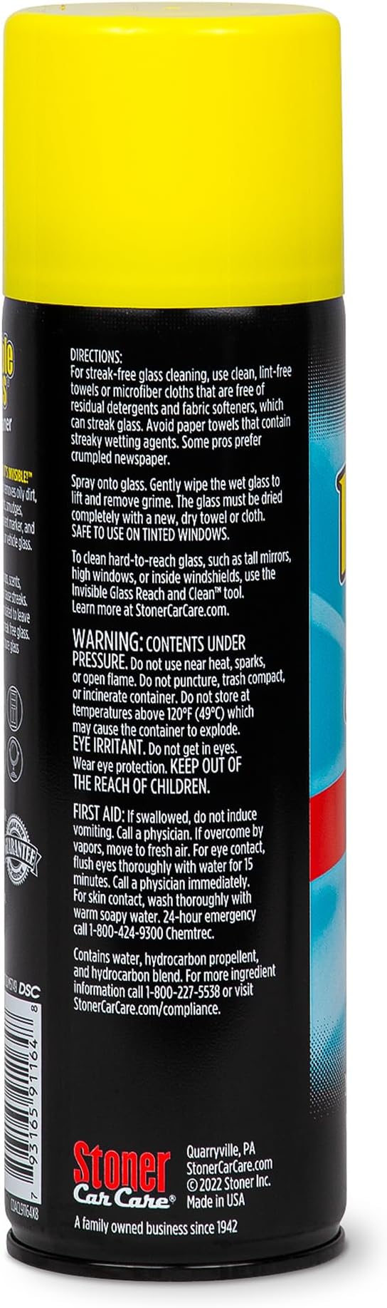 91164-12PK Premium Aerosol Glass and Window Cleaner for Auto and Home Cleans Glass, Windows, Windshields, and More, Streak-Free, Ammonia-Free, Tint-Safe, 19 oz (Pack of 12)