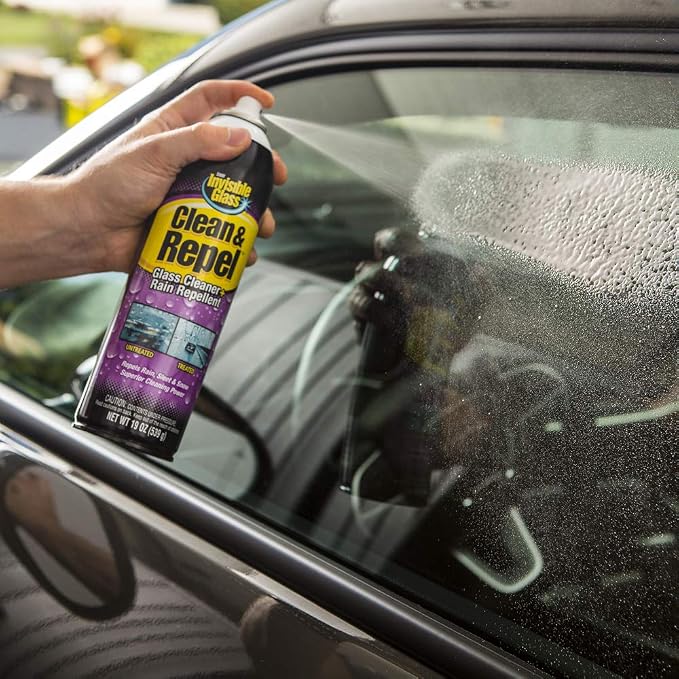 91184-6PK Clean & Repel – Aerosol Glass Cleaner and Rain Repellent, Cleans Exterior Windshields, Repels Rain, Sleet, Snow, Improves Wet Weather Driving Visibility – 19 oz (Pack of 6)