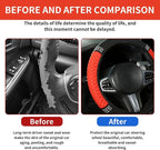 Bling Car Steering Wheel Cover, 15 Inch Rhinestones Soft Leather Elastic Steering Wheel Protector, Sparkly Crystal Diamond for Women, Car Interior Accessories for Most Cars (Red)