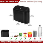 2 Pack Mini Car Trash Can with Lid, Small Car Garbage Can, Cute Leakproof ABS Trash Bin, Cars Accessories for Interior, Garbage Bin for Car, Home, Office with 120pcs Trash Bags Black