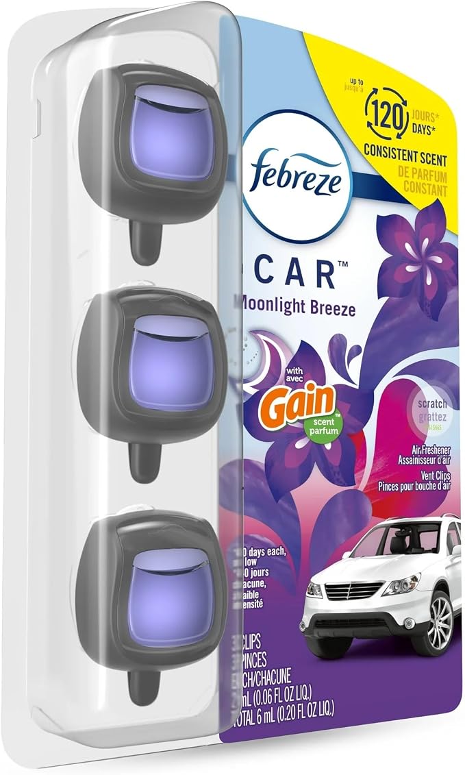 Car Air Freshener Vent Clip Gain Moonlight Breeze Scent,.06 fl oz. 3 Ct Pack of 3