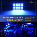 Car Interior LED Lights Accessories with 194 168 T10 / BA9S / DE3175 6418 211-2 578 Festoon Adapters, 48-SMD Panel Lamps for Dome Map Door Trunk Courtesy License Plate Lights (Ultra Blue)